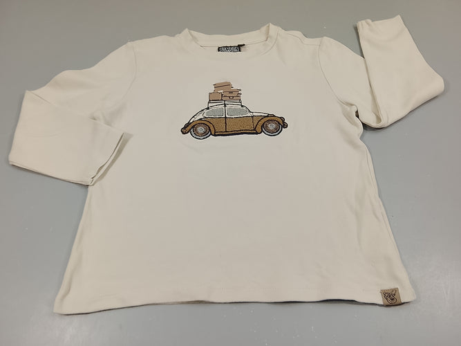 T-shirt m.l beige , voiture avec bagages, moins cher chez Petit Kiwi