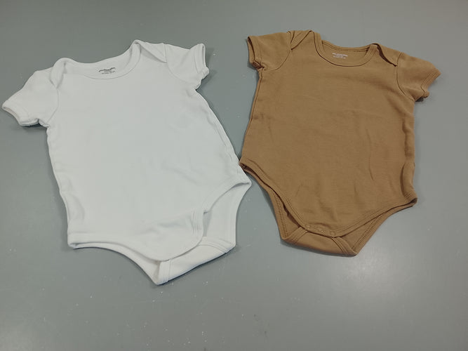 Lot de 2 bodies m.c ,1 blanc et 1 brun, moins cher chez Petit Kiwi
