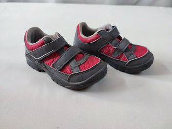 Chaussures de randonnée grise/rose à scratchs, 26