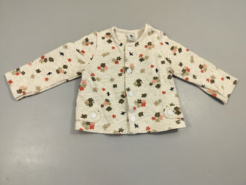 Sweat à pressions gris clair chiné  à fleurs