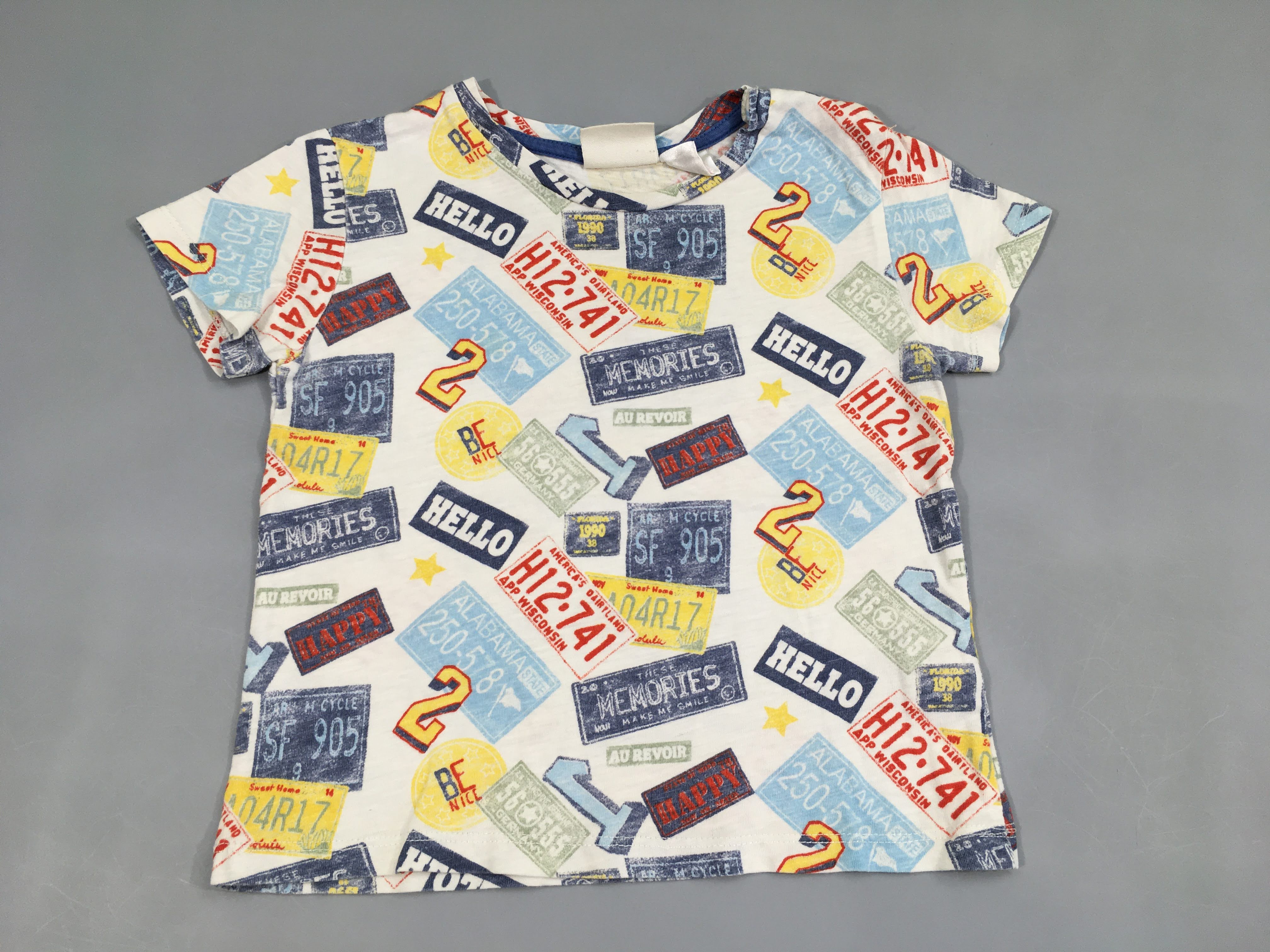 T-shirt m.c blanc plaques voiture