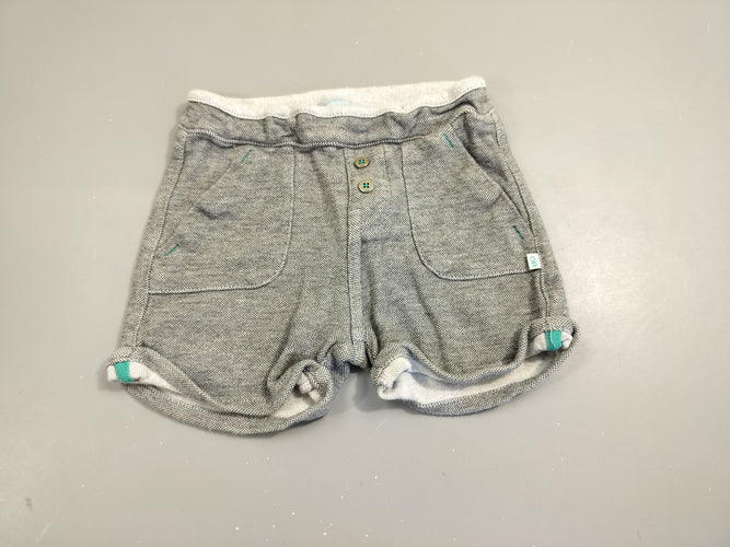 Short à revers gris, blanc chiné 100% coton, moins cher chez Petit Kiwi