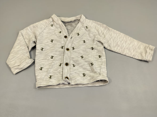 Gilet gris flammé, motifs crocodiles, moins cher chez Petit Kiwi