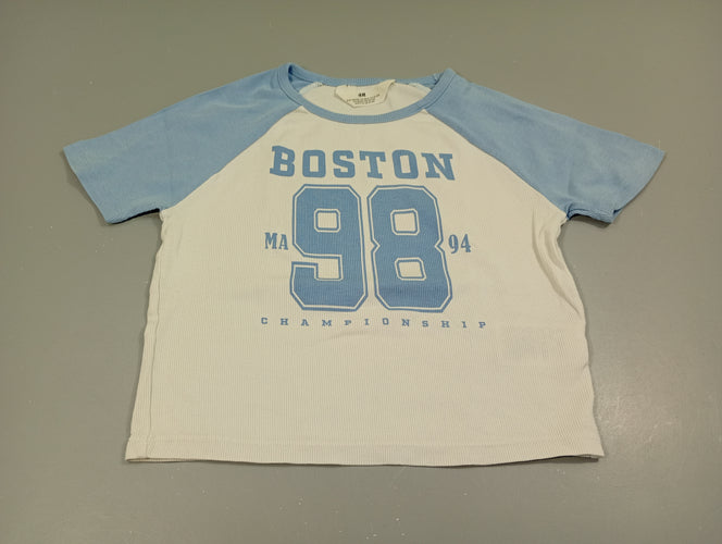 T-shirt m.c bleu clair et blanc "Boston 98", moins cher chez Petit Kiwi