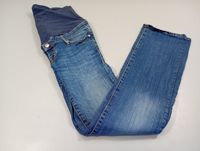 Pantalon denim de grossesse bleu foncé, moins cher chez Petit Kiwi
