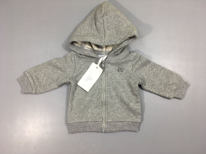 Neuf- Sweat zippé à capuche gris chiné Natini, moins cher chez Petit Kiwi