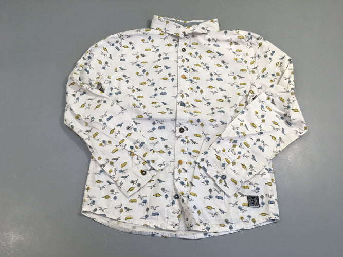Chemise m.l blanc dinos, moins cher chez Petit Kiwi