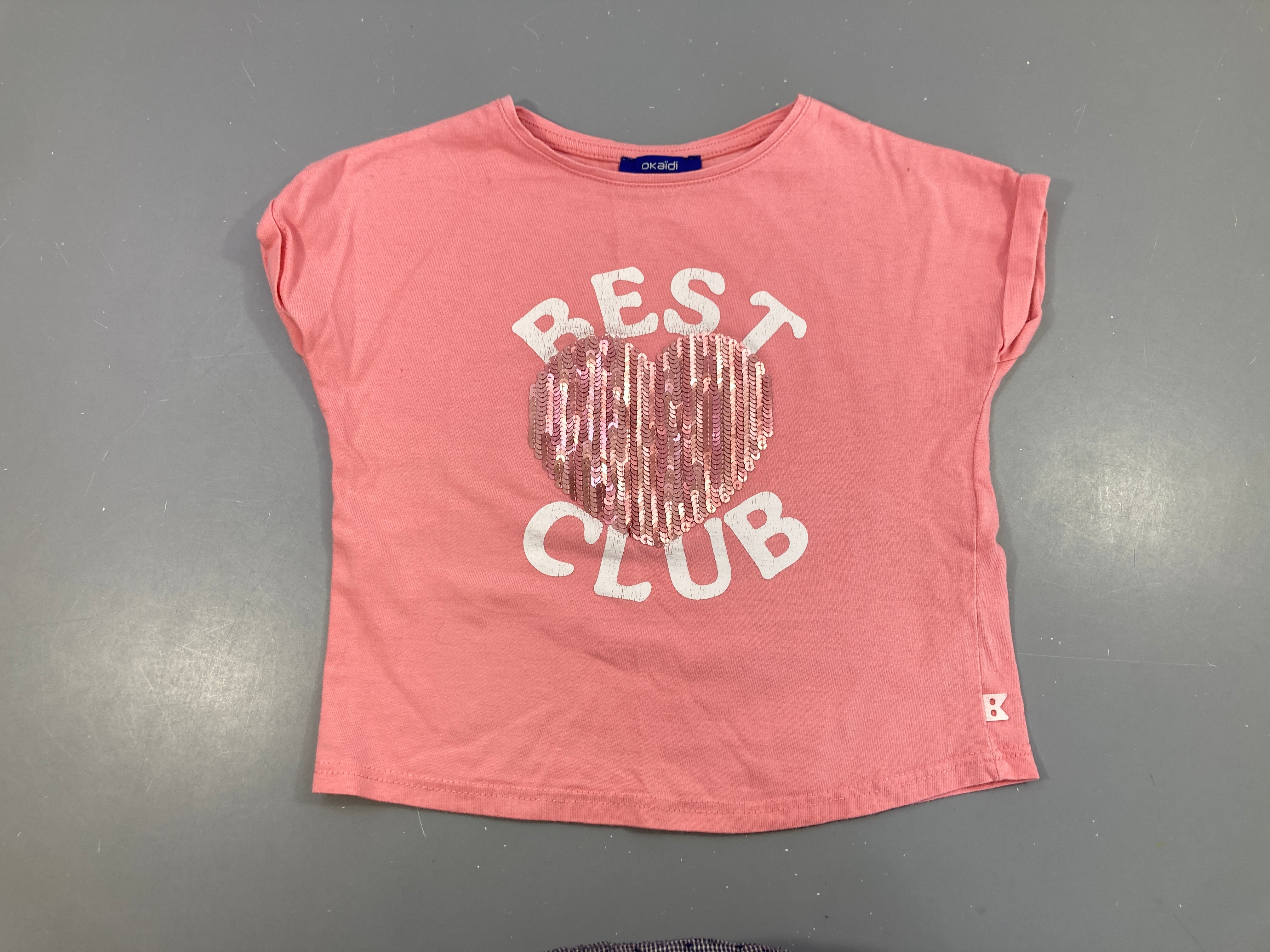 T-shirt m.c rose coeur sequins best club