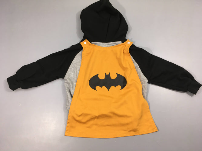 Sweat gris à capuche noir Batman + Cape orange à boutonner, moins cher chez Petit Kiwi
