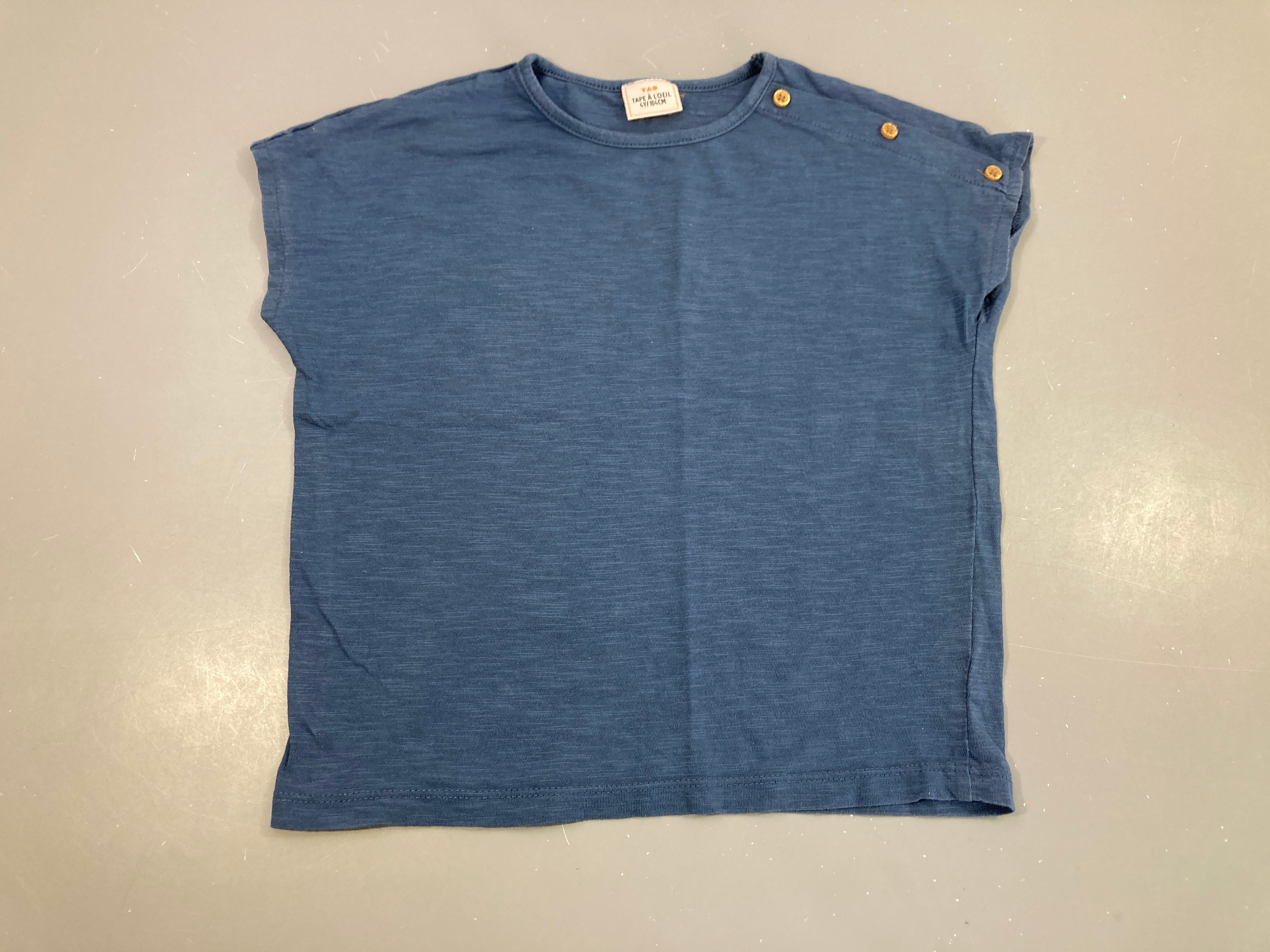 T-shirt m.c bleu foncé flammé boutons