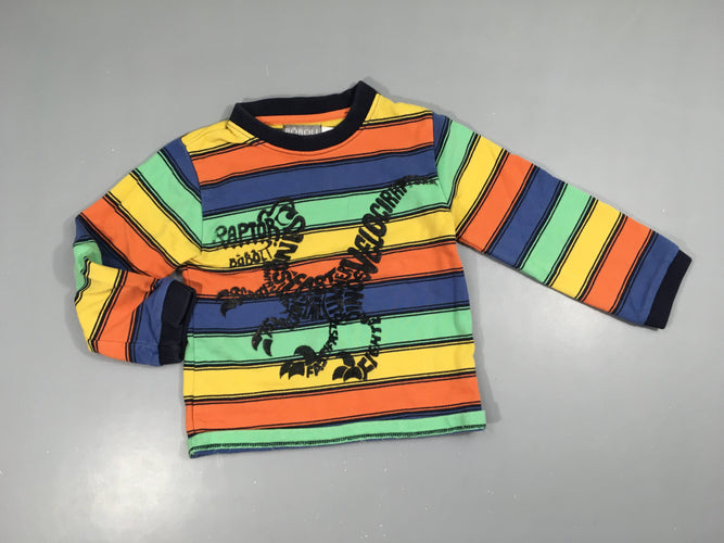 Sweat rayé couleur squelette dino-Floc légèrement effacé haut D, moins cher chez Petit Kiwi