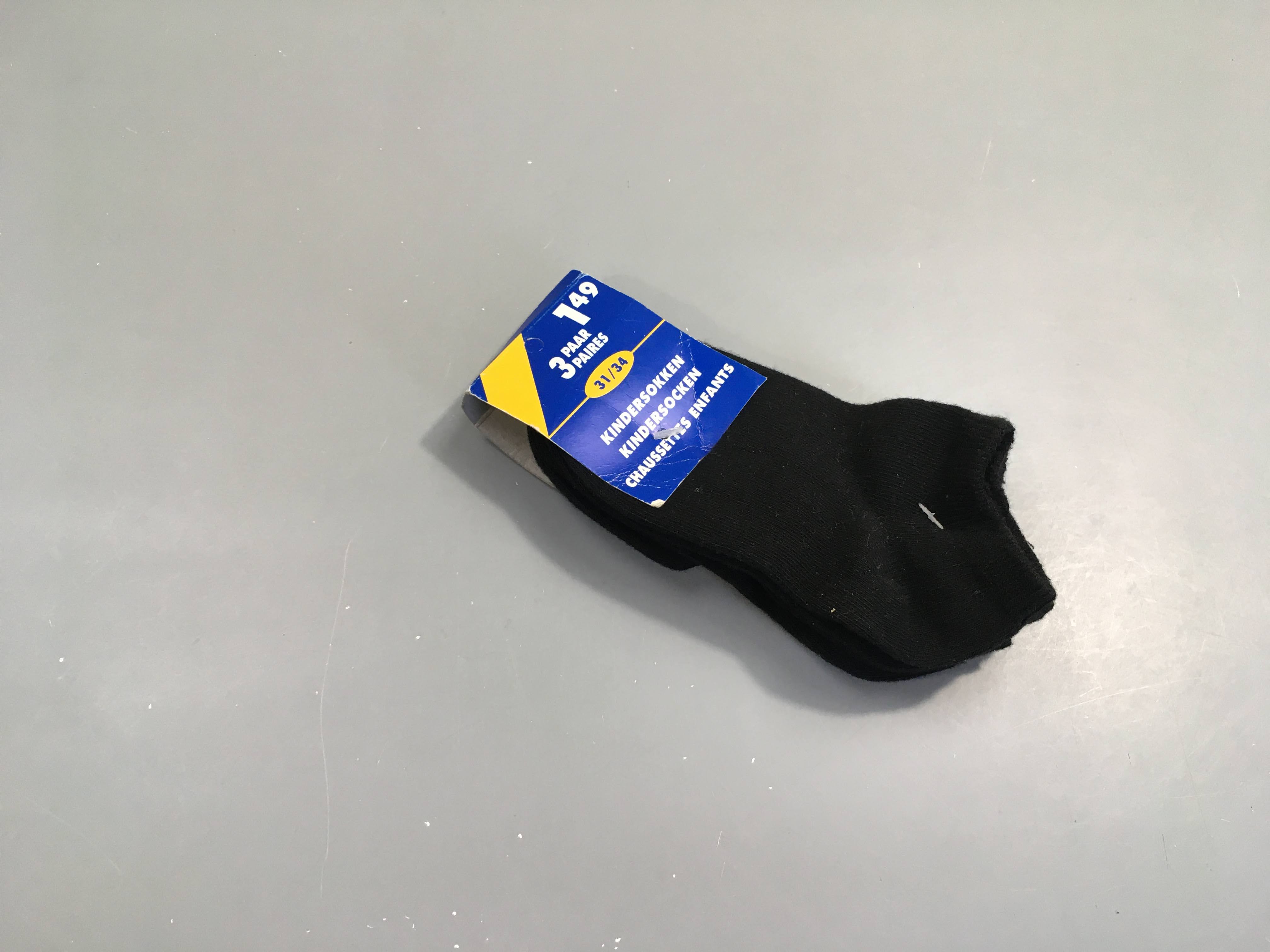 NEUF 3 paires de chaussettes noires, 31-34