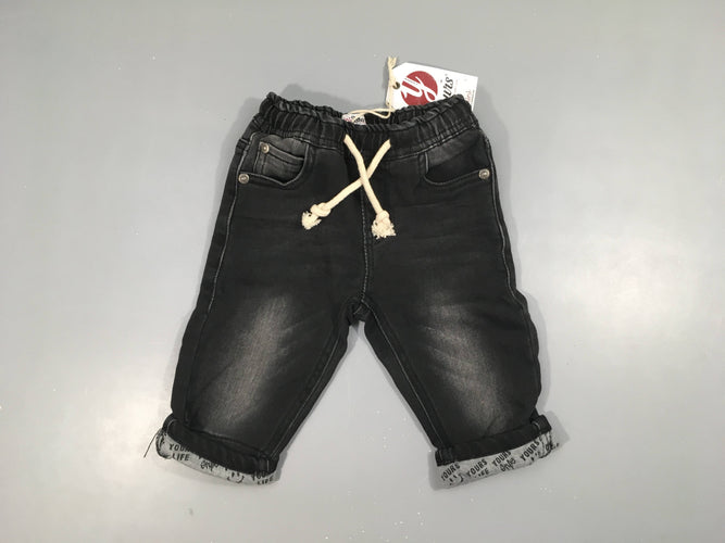 Neuf Jeans Denim gris foncé à revers effet délavé, moins cher chez Petit Kiwi