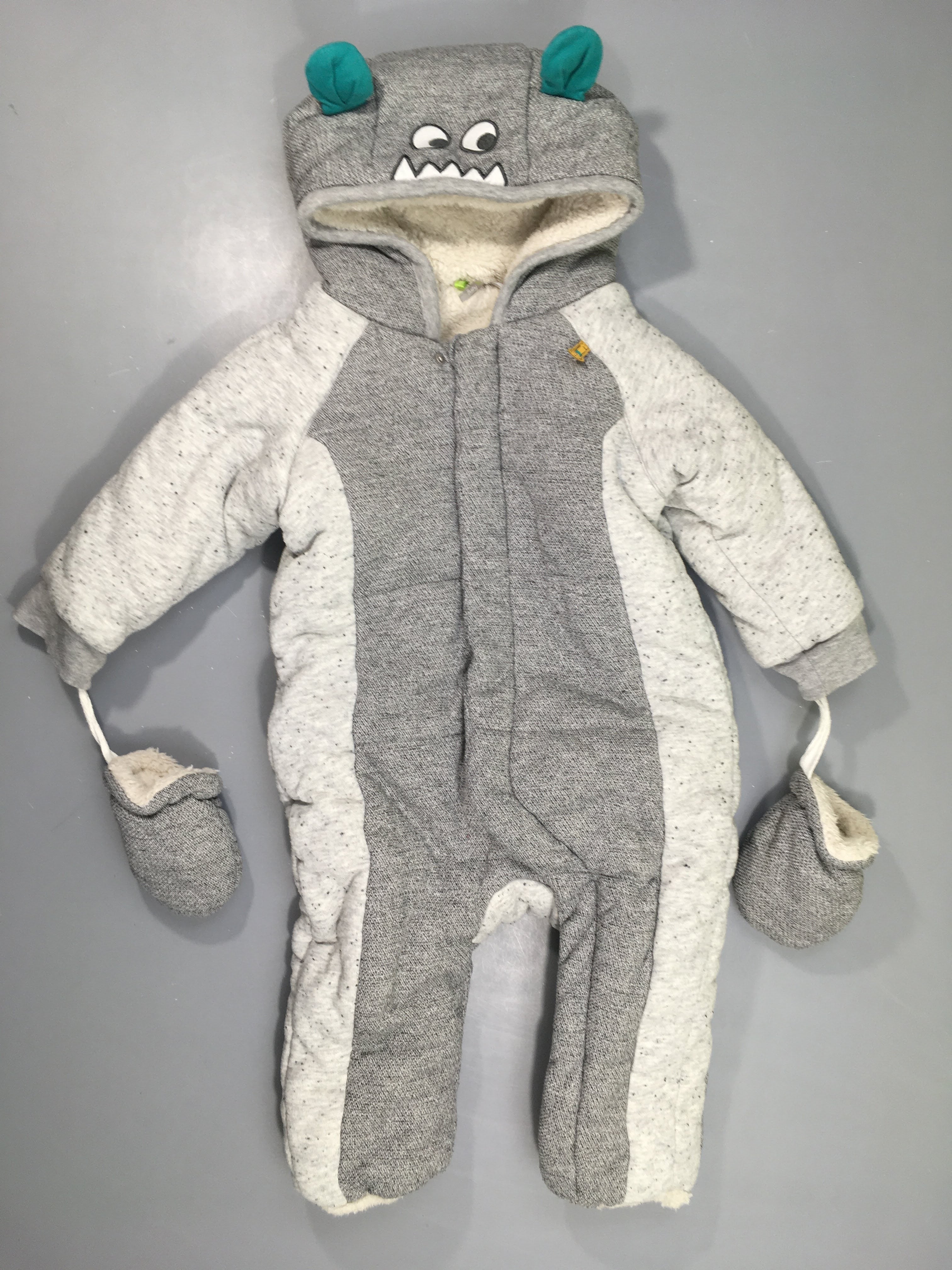 Combinaison pilote gris chiné doublé peluche