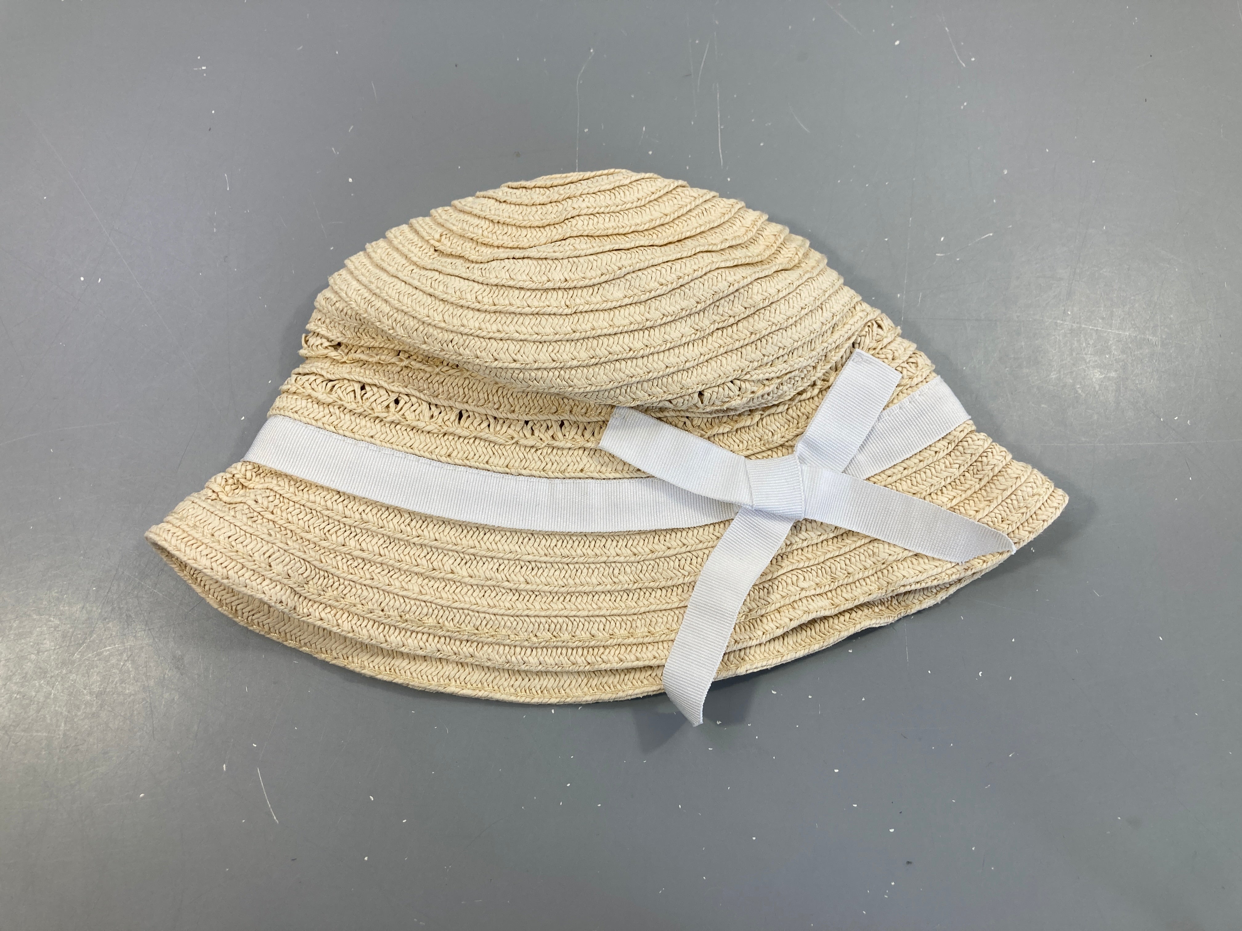 Chapeau paille beige noeud