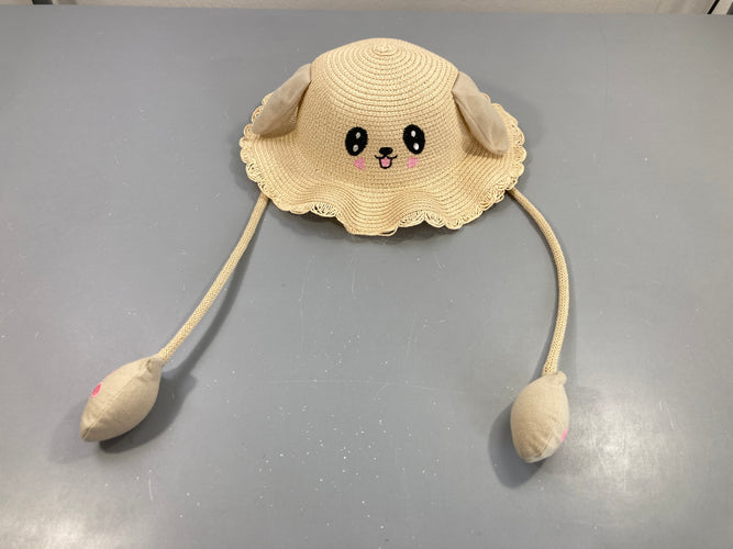 Chapeau paille beige visage oreilles qui bougent et lumière, moins cher chez Petit Kiwi