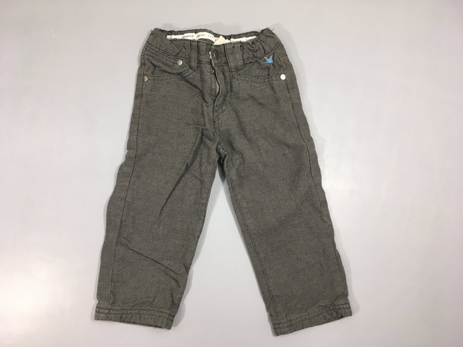 Pantalon gris mini carreaux doublé jersey, moins cher chez Petit Kiwi
