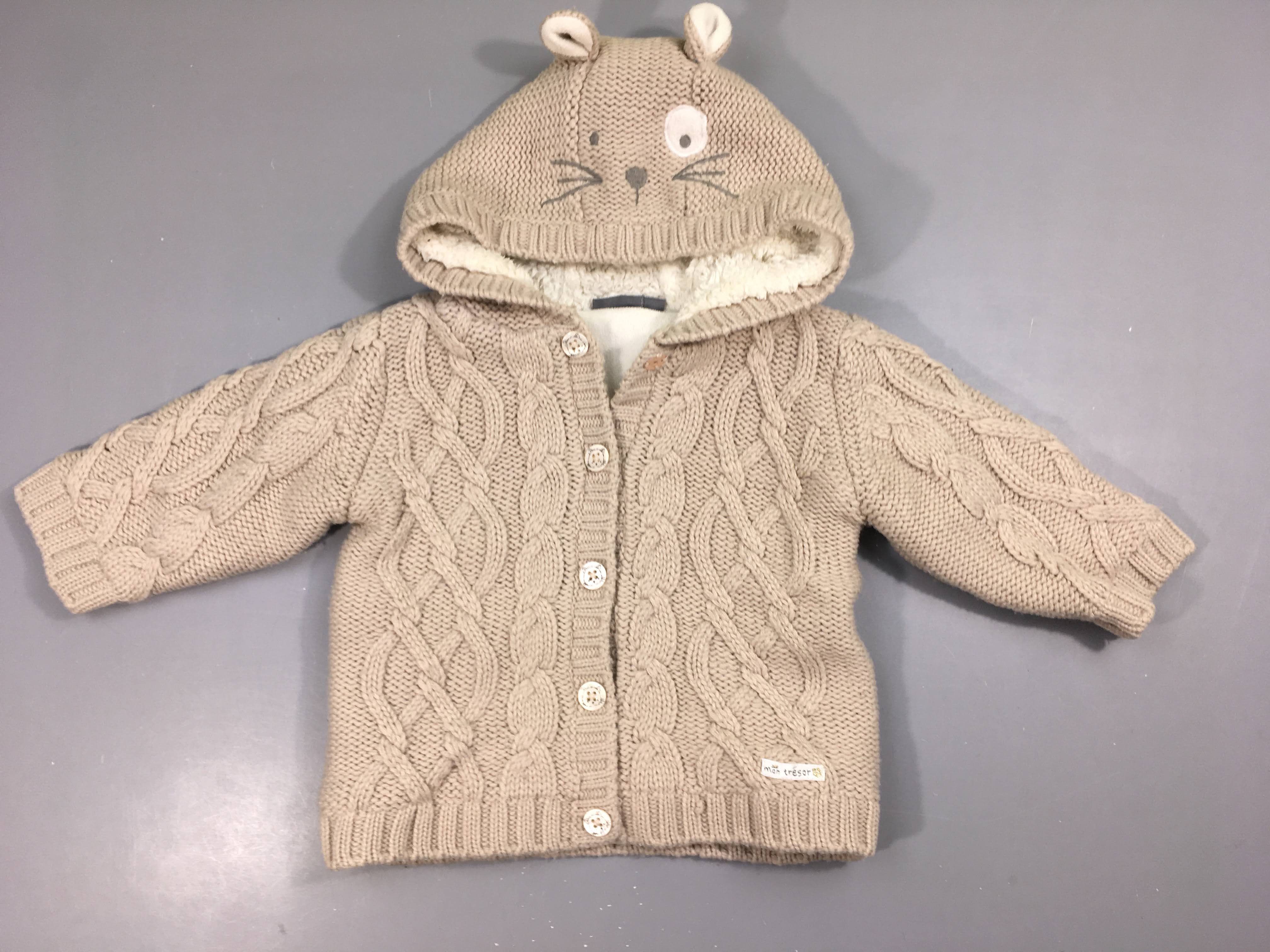 Gilet chaut mailles beiges doublé polar