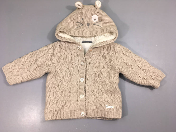 Gilet chaut mailles beiges doublé polar, moins cher chez Petit Kiwi