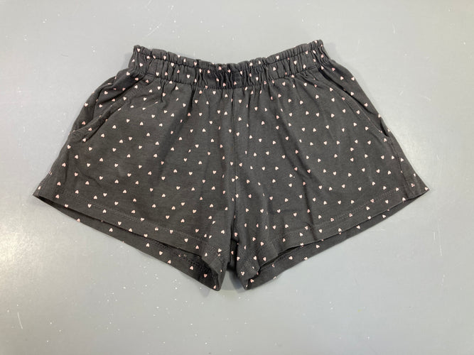 Short jersey gris foncé coeurs roses, moins cher chez Petit Kiwi