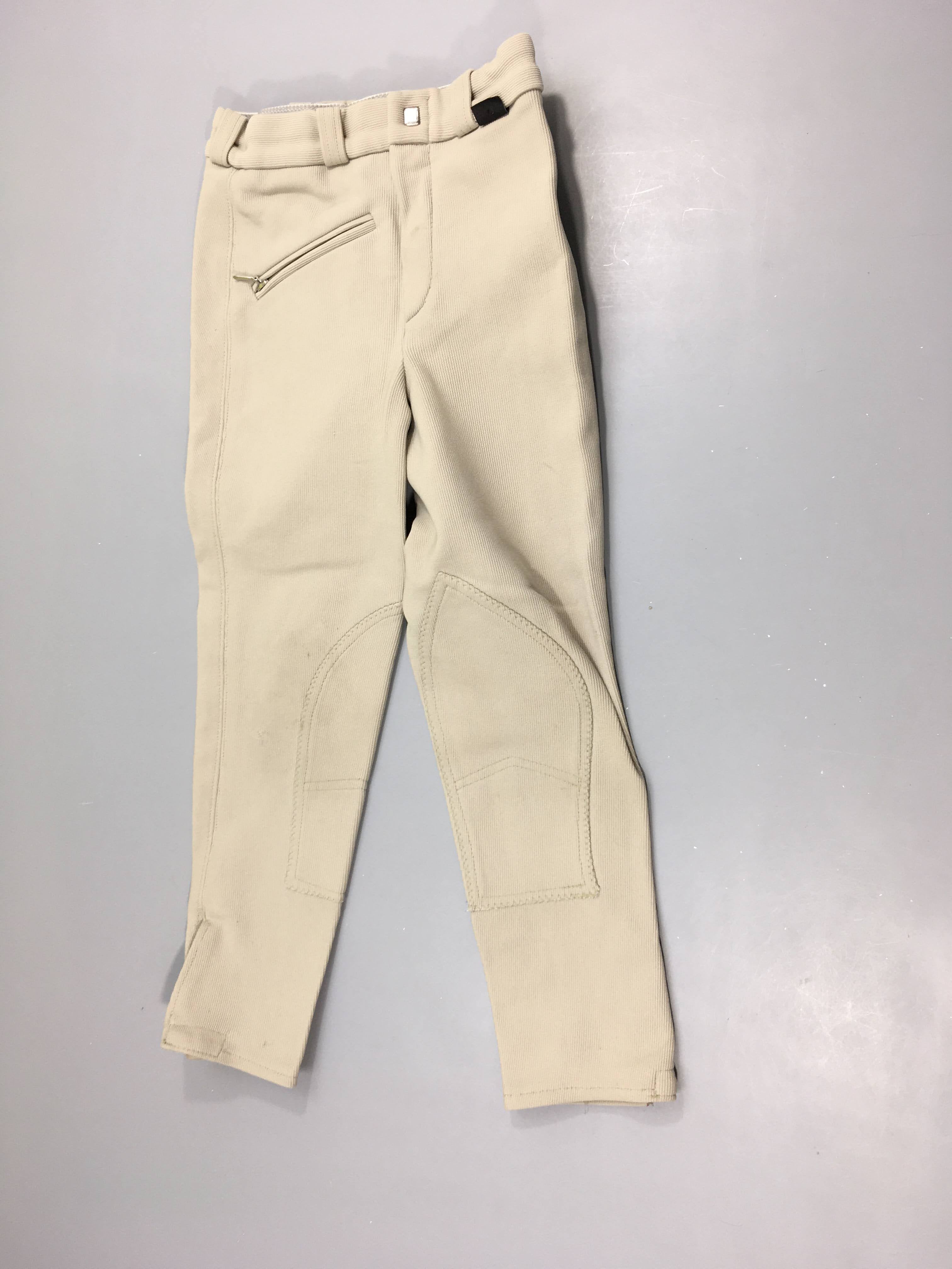 Pantalon d'équitation beige Strobel, taché à relaver