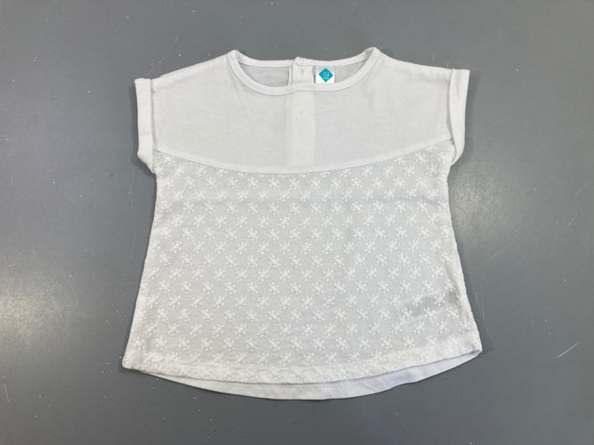 T-shirt m.c blanc broderies, moins cher chez Petit Kiwi