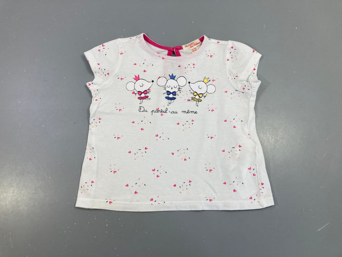 T-shirt m.c blanc souris, moins cher chez Petit Kiwi