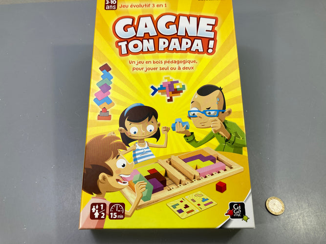 Jeu Gagne ton papa ! évolutif 3 en 1 bois, 1-2 joueurs, Gigamic, moins cher chez Petit Kiwi
