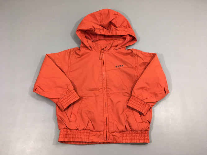 Veste légère zippé orange à capuche doublé jersey, moins cher chez Petit Kiwi