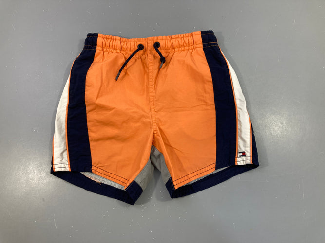 Maillot short orange-écru-taupe-bleu, moins cher chez Petit Kiwi