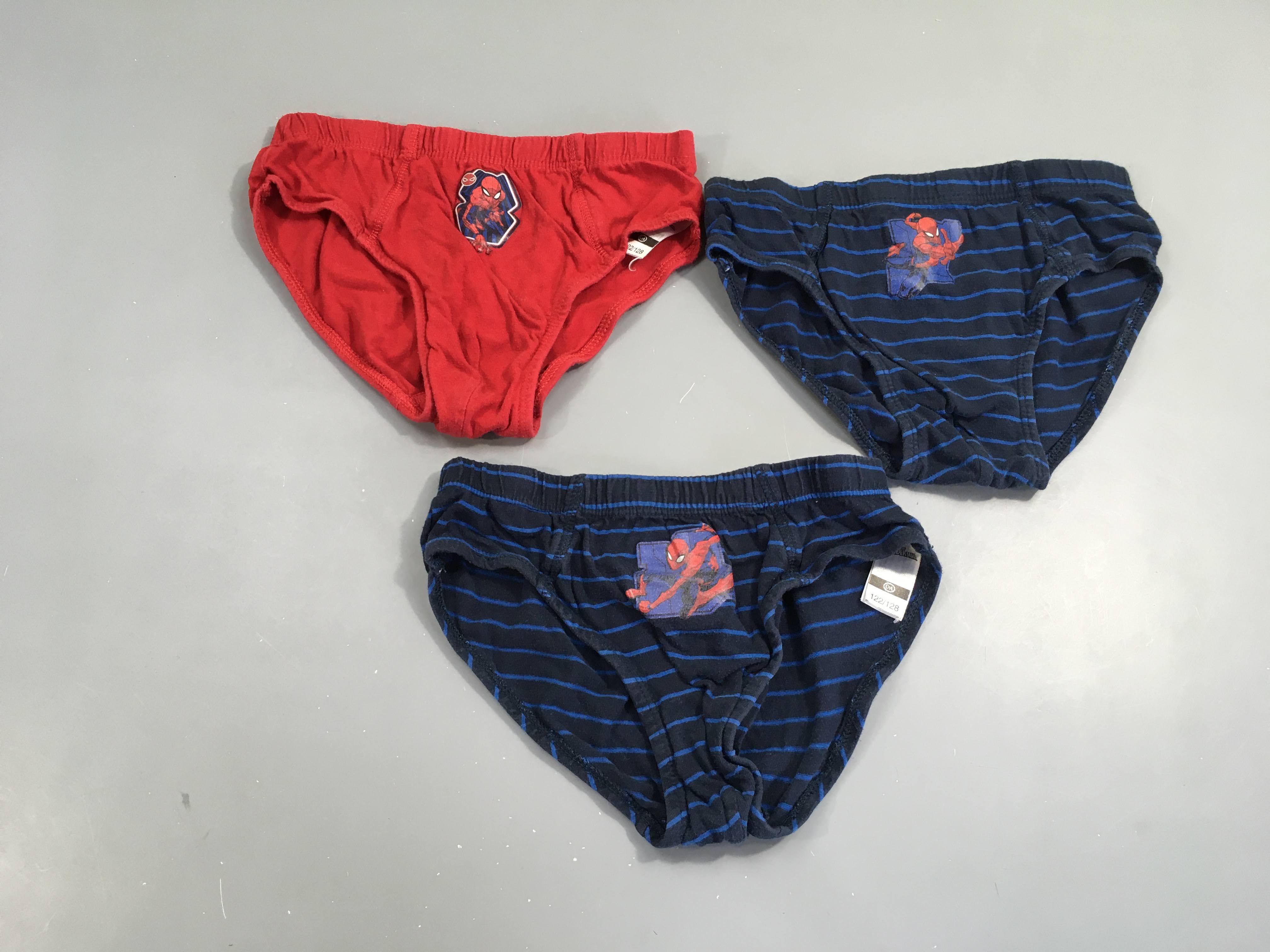 Lot de 3 slips bleu rayé/rouge Spiderman