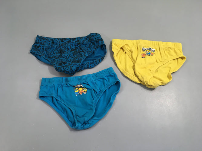 Lot de 3 slips bleu/jaune Minion, moins cher chez Petit Kiwi