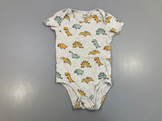 Body m.c gris dinos, légèrement bouloché, moins cher chez Petit Kiwi