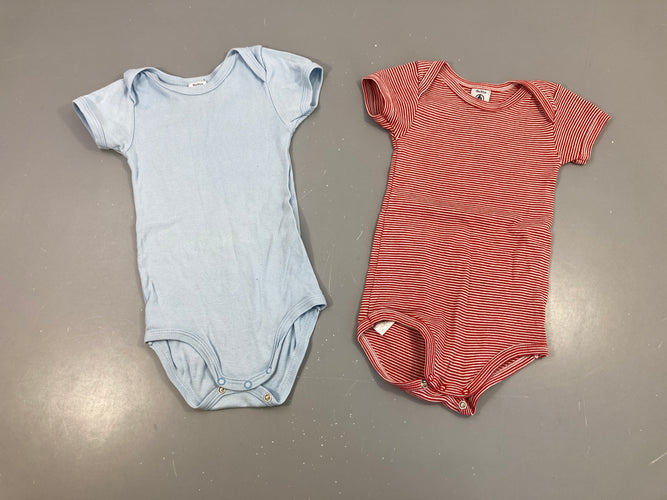 Lot de 2 bodies m.c rayé rouge/bleu, moins cher chez Petit Kiwi