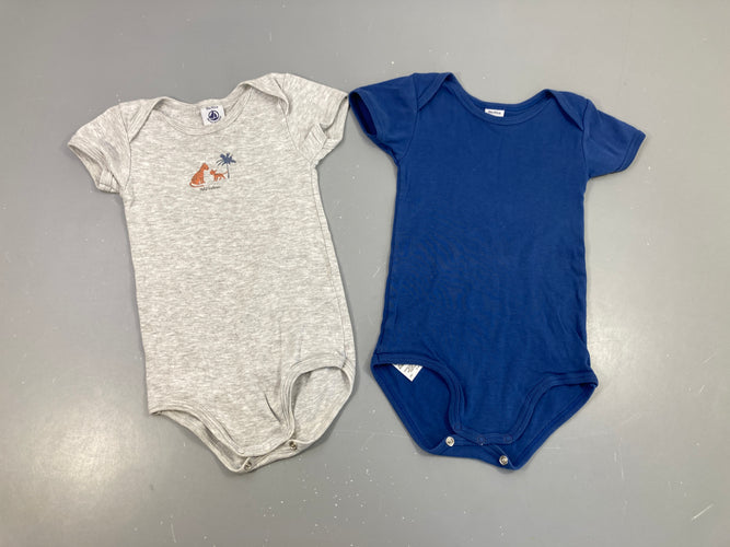 Lot de 2 bodies m.c gris tigres/bleu, moins cher chez Petit Kiwi