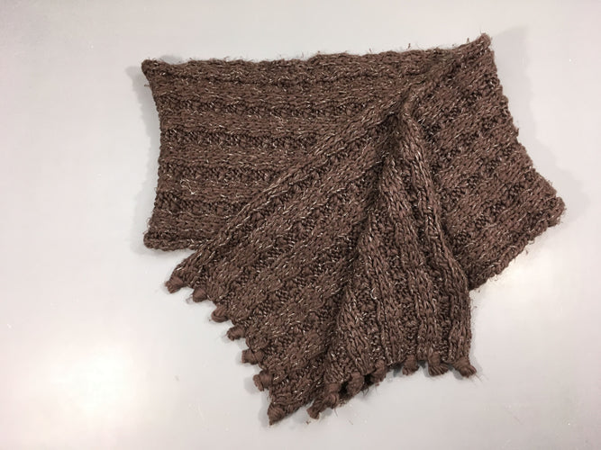 Echarpe mailles brunes fils métalisé argenté, moins cher chez Petit Kiwi