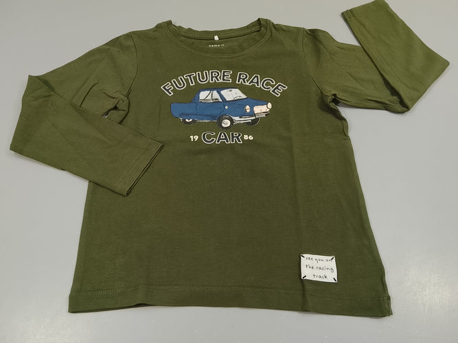 T-shirt m.l vert, voiture bleue " Future race", moins cher chez Petit Kiwi