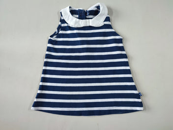 Robe s.m jersey rayée blanche/bleu marine col