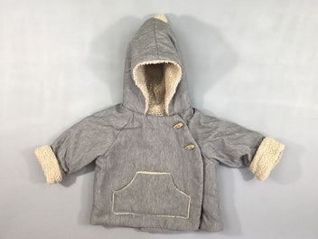 Veste ouatinée grise à capuche doublé peluche