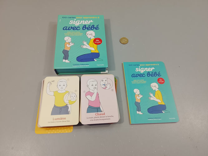 100 cartes + 1 livret  pour apprendre à signer avec bébé dès 3 mois, moins cher chez Petit Kiwi