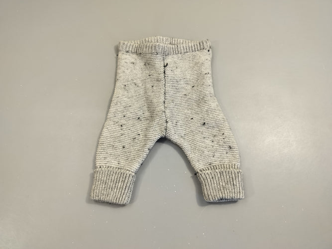 Pantalon tricot à revers gris chiné  88% coton  12% laine, moins cher chez Petit Kiwi