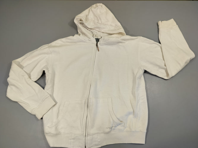 Sweat  blanc zippé à capuche, moins cher chez Petit Kiwi