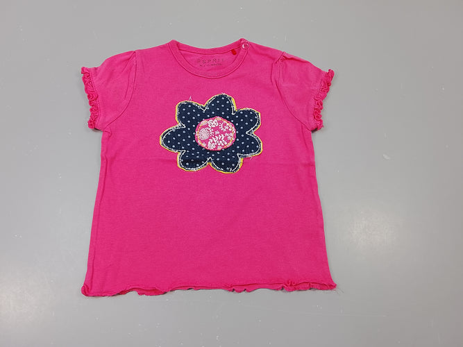 T-shirt m.c rose fleur patchwork, moins cher chez Petit Kiwi