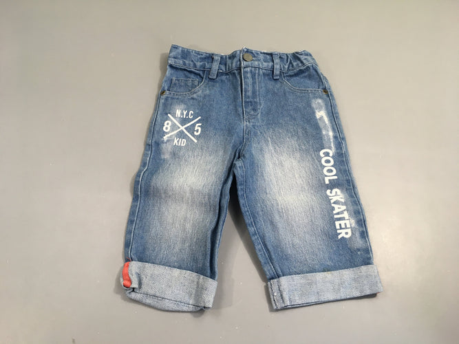 Bermuda en jean revers 85 NYC cool skater, moins cher chez Petit Kiwi
