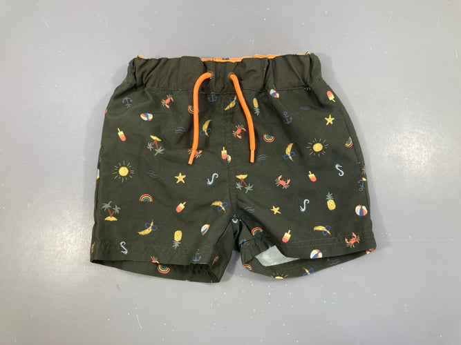 Maillot short kaki motifs été, moins cher chez Petit Kiwi