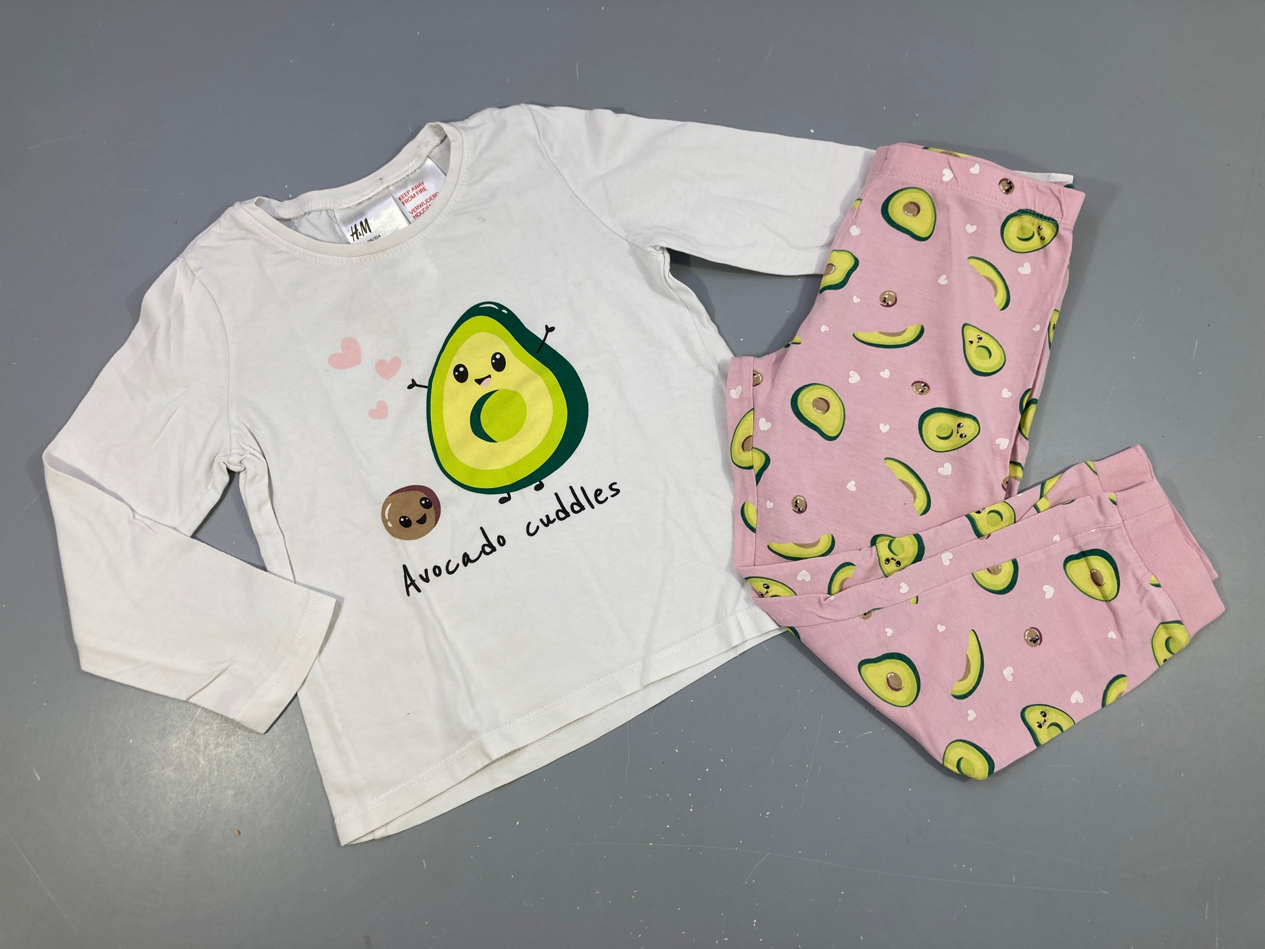 Pyjama 2pcs jersey blanc/rose avocat