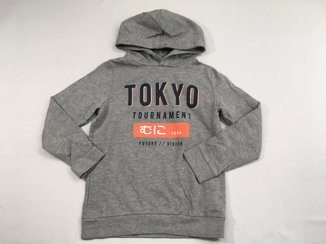 Sweat à capuche gris chiné Tokyo, moins cher chez Petit Kiwi