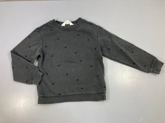 Sweat gris foncé coeurs, légèrement bouloché, moins cher chez Petit Kiwi
