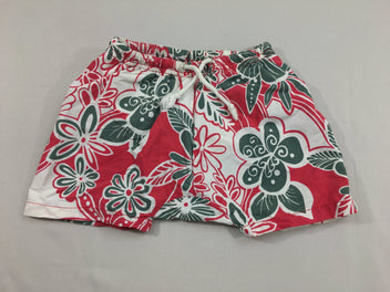 Maillot short avec couche intégrée blanc fleurs rose/vert