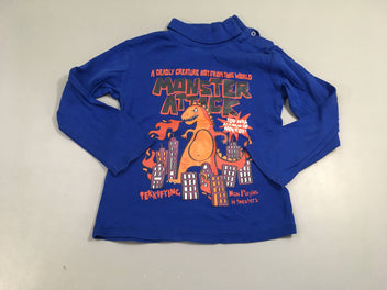 T-shirt m.l bleu monster attack col roulé